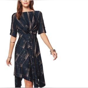 Eva Franco Ezra Dress Midi Handkerchief Short Sleeve Cuff Sleeve Boat Neck 6